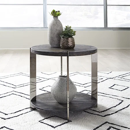 Contemporary End Table with Metal Legs